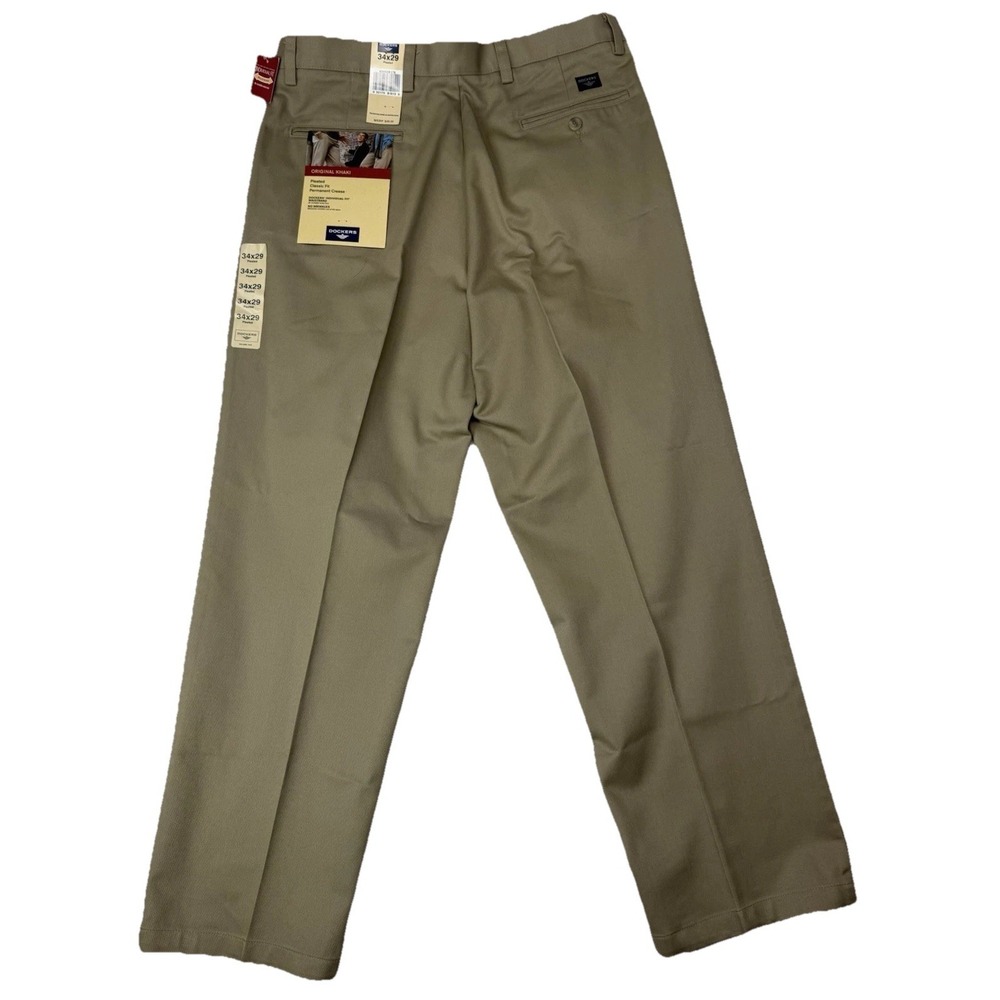 NWT Dockers Mens Pants 34x29 Signature Khaki Pleated Classic Style 404438176